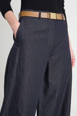 Pantalone palazzo in drill - Blu