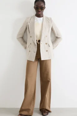 Pantalone palazzo in drill - Marrone