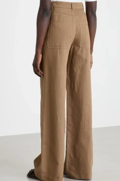 Pantalone palazzo in drill - Marrone