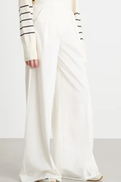 Pantalone palazzo in jacquard gessato - Bianco