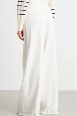 Pantalone palazzo in jacquard gessato - Bianco