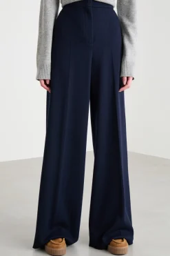 Pantalone palazzo in jersey - Blu
