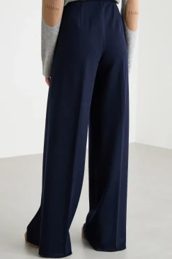 Pantalone palazzo in jersey - Blu