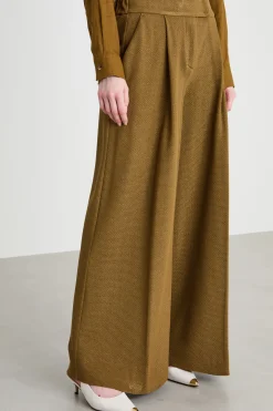 Pantalone palazzo in jersey jacquard - Verde