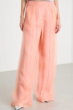 Pantalone palazzo in organza - Rosa