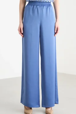 Pantalone palazzo in raso - Azzurro