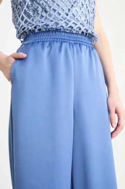 Pantalone palazzo in raso - Azzurro