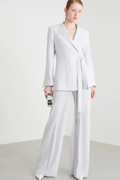 Pantalone palazzo in raso opaco - Bianco