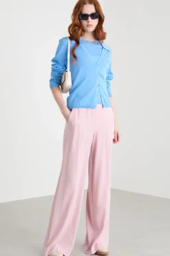 Pantalone palazzo in raso opaco - Rosa