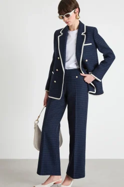 Pantalone palazzo in stuoia - Blu