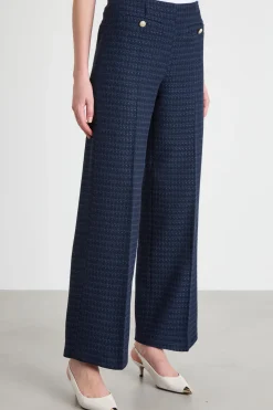 Pantalone palazzo in stuoia - Blu