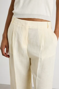Pantalone palazzo in tela - Avorio
