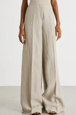 Pantalone palazzo in tela - Beige