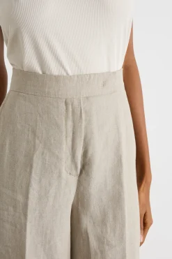 Pantalone palazzo in tela - Beige