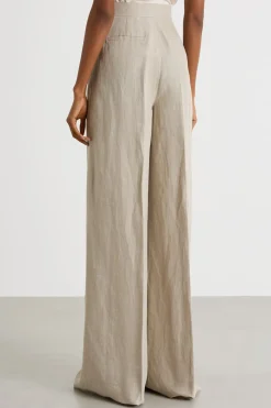 Pantalone palazzo in tela - Beige