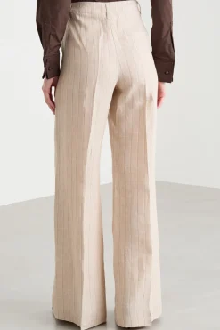 Pantalone palazzo in tela - Beige