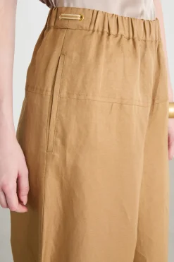 Pantalone palazzo in twill - Cammello