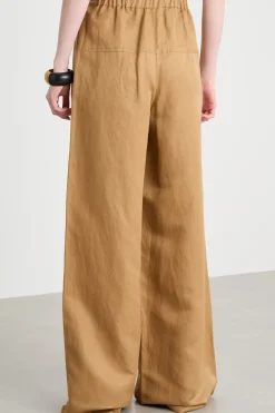 Pantalone palazzo in twill - Cammello