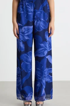 Pantalone palazzo stampato - Blu Nero