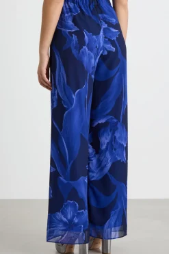 Pantalone palazzo stampato - Blu Nero