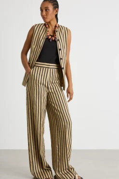 Pantalone palazzo stampato - Cammello Nero