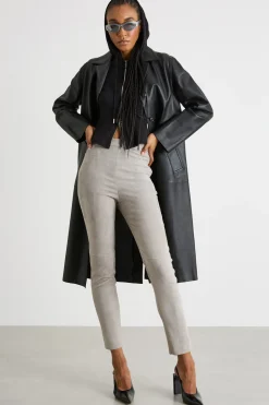 Pantalone skinny con tagli e impunture - Grigio