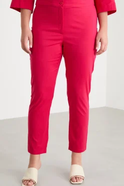 Pantalone skinny in popeline - Fuxia