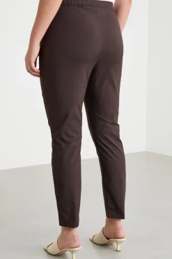 Pantalone skinny in popeline - Marrone