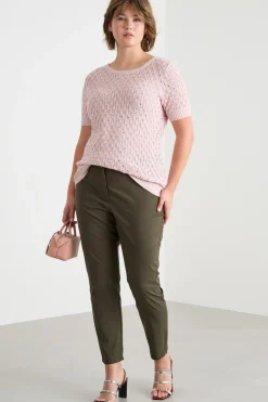 Pantalone skinny in popeline - Verde