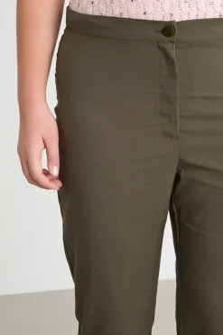 Pantalone skinny in popeline - Verde