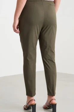 Pantalone skinny in popeline - Verde
