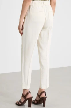 Pantalone slim con inserto elastico - Bianco