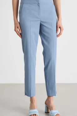 Pantalone slim in faille stretch - Azzurro