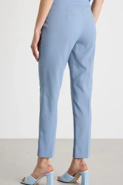 Pantalone slim in faille stretch - Azzurro