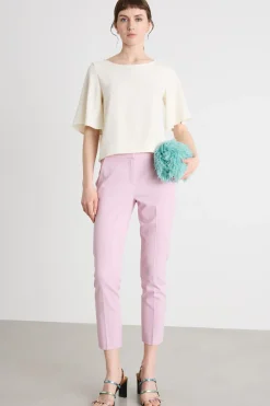 Pantalone slim in faille stretch - Rosa