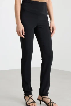 Pantalone slim in georgette - Nero