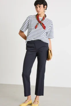 Pantalone slim in tessuto doppio - Blu