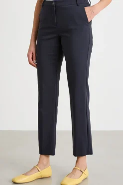 Pantalone slim in tessuto doppio - Blu