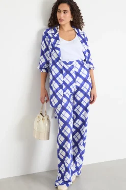 Pantalone stampato con tasche - Blu Bianco
