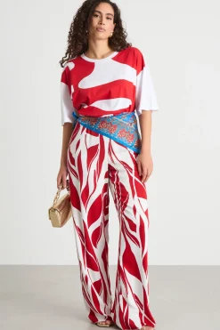 Pantalone stampato con tasche - Rosso Bianco