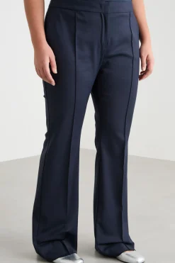 Pantalone stretch con nervatura - Blu