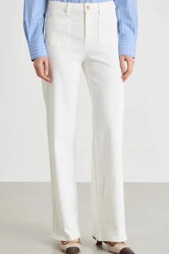 Pantalone stretch con tasche applicate - Bianco