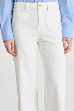 Pantalone stretch con tasche applicate - Bianco