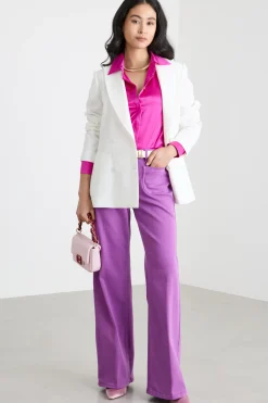 Pantalone stretch con tasche applicate - Viola