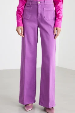 Pantalone stretch con tasche applicate - Viola