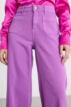 Pantalone stretch con tasche applicate - Viola