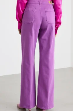 Pantalone stretch con tasche applicate - Viola