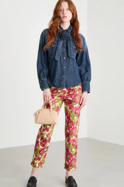 Pantalone stretch stampato - Rosa