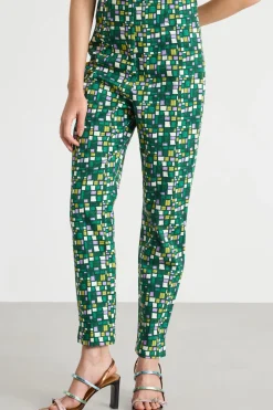 Pantalone stretch stampato - Verde