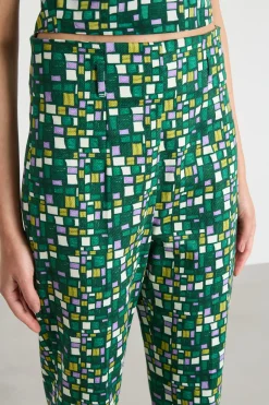Pantalone stretch stampato - Verde